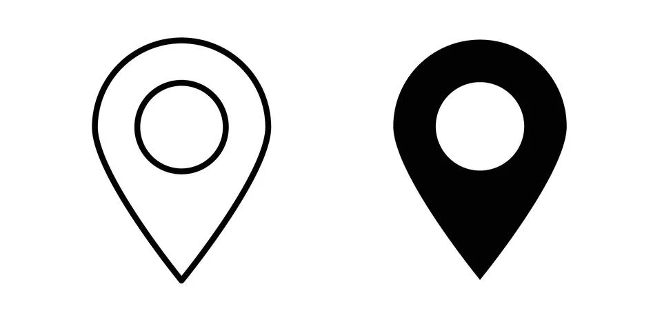 Map pin icon thin line and clipart style vector set 스톡 일러스트