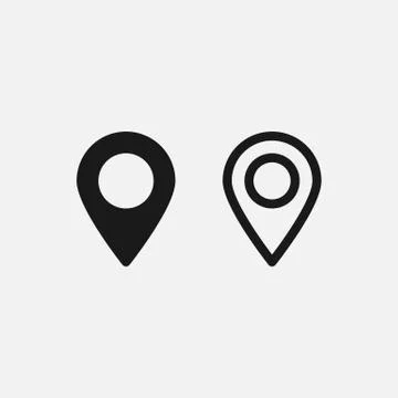 Map pin icon in two styles. Location or GPS symbol. Vector EPS 10 Stock Illustration
