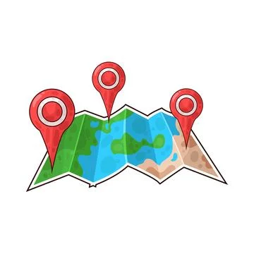 Map with pin illustration Illustrazione stock