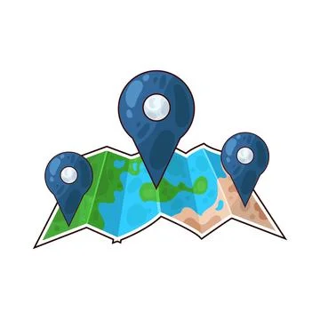 Map with pin illustration Stock Illustration