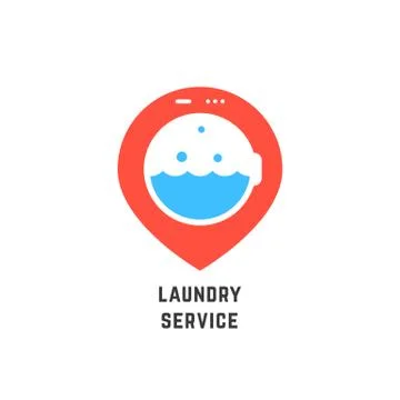 Map pin like laundry service logo Stock Illustration