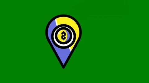 Map pin the letter g yellow eye green screen animated chromakey background style Stock Footage 314067244