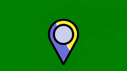 Map pin the letter g yellow arrow flag circle e pointer icon green background Stock Footage 314067247
