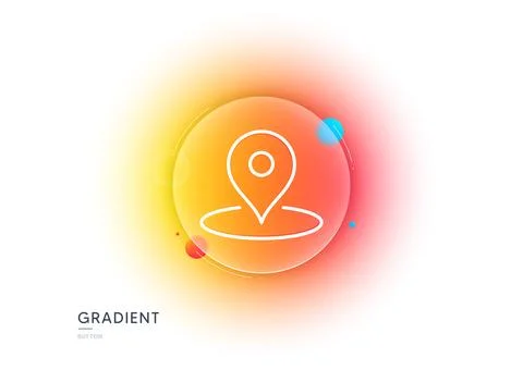 Map pin line icon. Trip point sign. Gradient blur button. Vector Stock Illustration