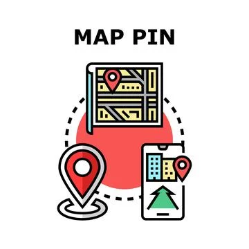 Map pin location finding navigation mobile app Stock Illustration