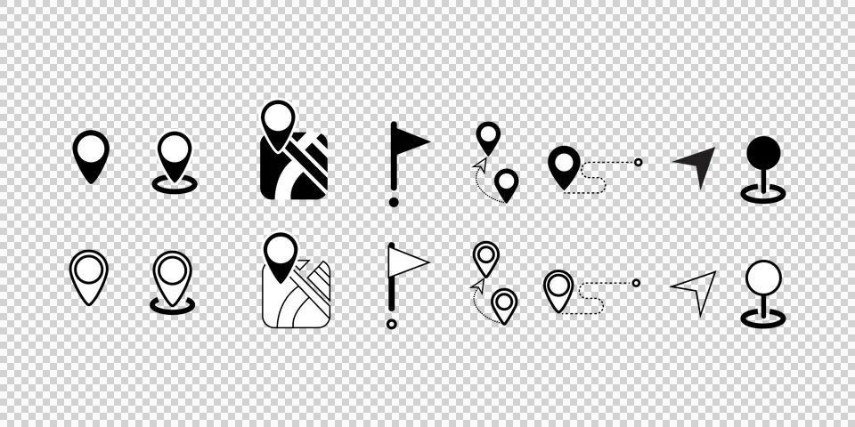 Map pin location icon set. Illustrazione stock