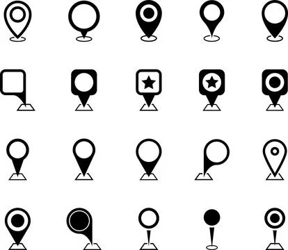 Map pin location icon set. Map markers isolated. Pointer GPS location symbol. Stock Illustration