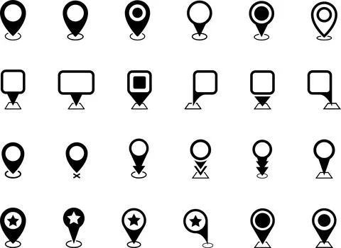 Map pin location icon set. Map markers isolated. Pointer GPS location symbol. Stock Illustration