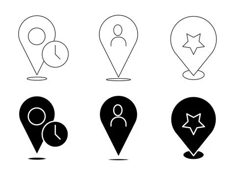 Map pin location icon set isolated on white background Stock Illustration