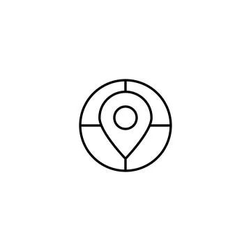 Map pin location icon in a target circle Ilustración de archivo