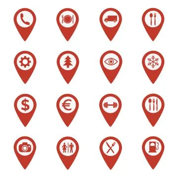 Map pin location icons set Stock Illustration