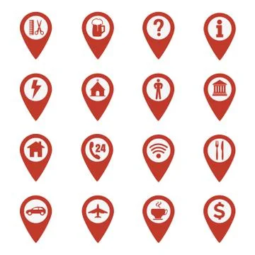 Map pin location icons set Stock Illustration
