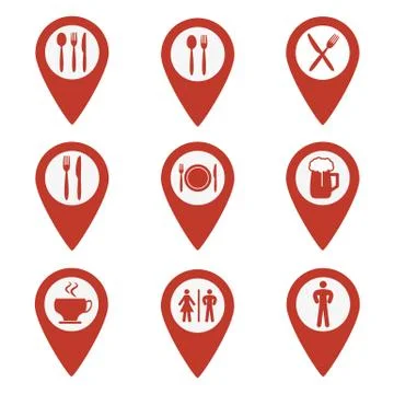Map pin location icons set Stock Illustration