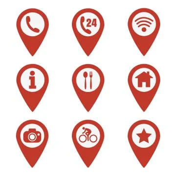 Map pin location icons set Stock Illustration