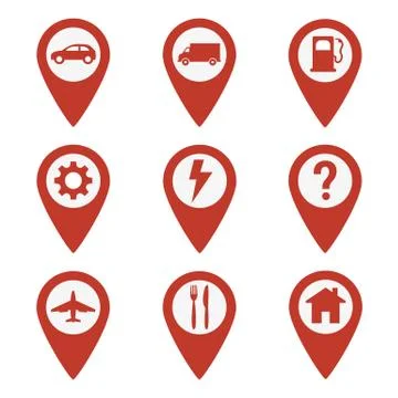 Map pin location icons set Stock Illustration