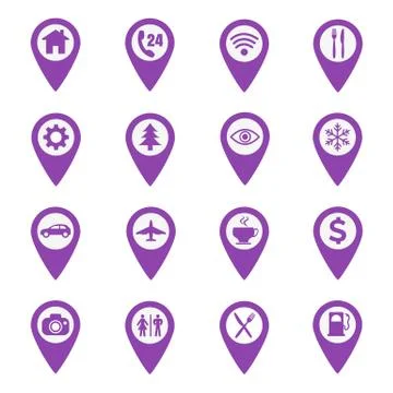 Map pin location icons set Stock Illustration