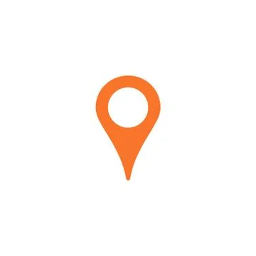 Map pin, location orange icon, gps place marker Illustrazione stock