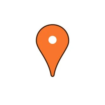 Map pin, location orange icon, gps place marker Stock Illustration
