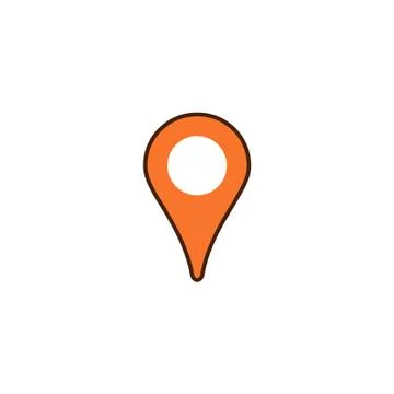 Map pin, location orange icon, gps place marker Stock Illustration