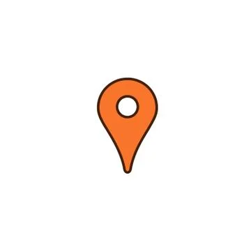 Map pin, location orange icon, gps place marker Illustrazione stock