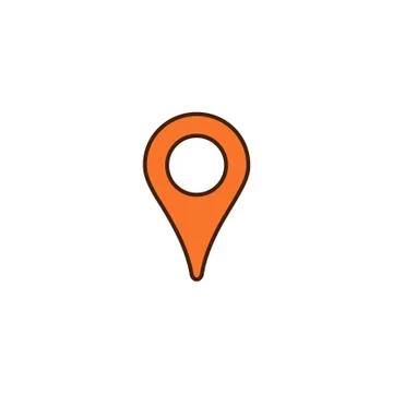 Map pin, location orange icon, gps place marker Illustrazione stock