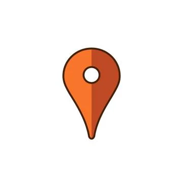 Map pin, location orange icon, gps place marker Stock Illustration