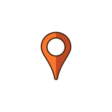 Map pin, location orange icon, gps place marker Illustrazione stock
