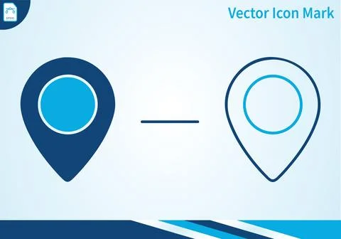 Map pin location pointer icon in solid and stroke formats. Stock-Illustration