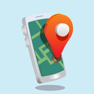 Map pin location  in smartphone. geo locate, pointer icon. illustration Stock Illustration