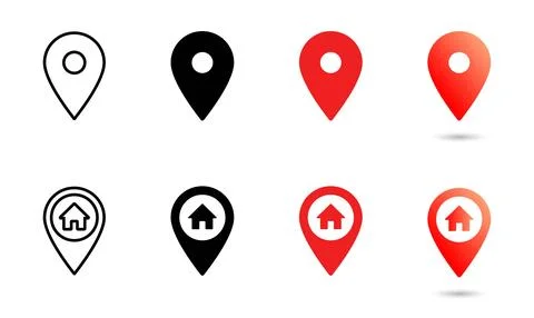 Map pin location vector icon set. Navigation marker and position pointer sy.. Stock Illustration