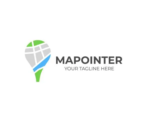 Map pin logo template. Map marker pointer vector design Illustrazione stock