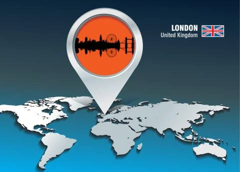 Map pin with london skyline イラスト素材