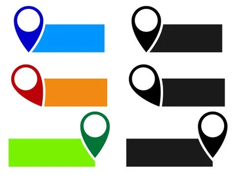 Map pin, map marker vector. Arrow, pointer icon for cartography, location, de Illustrazione stock