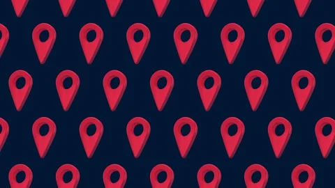 Map pin Navigation, pointer, location Minimal Motion art seamless pattern 4k Video stock 153620008