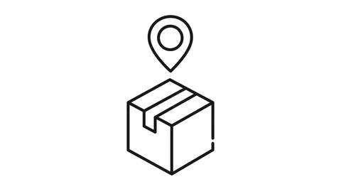 Map pin navigation pointer with parcel icon Stock Illustration