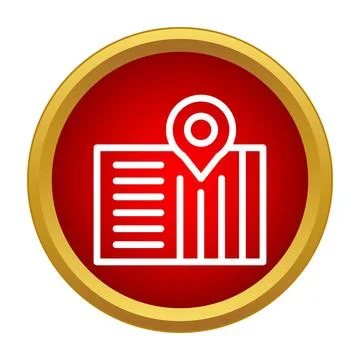 Map pin pinpointing destination on a red document icon Stockillustratie