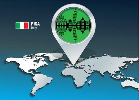 Map pin with pisa skyline Stock Illustration
