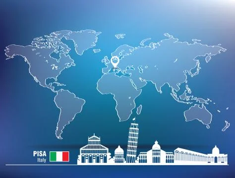 Map pin with Pisa skyline Stock Illustration