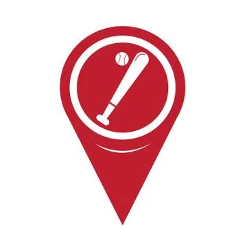 Map Pin Pointer Baseball Icon Stock Illustration