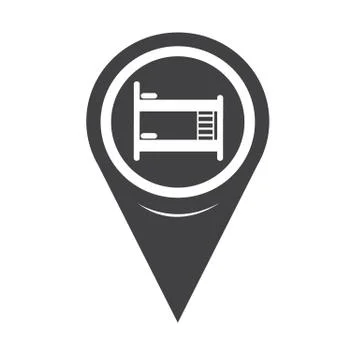 Map Pin Pointer Bed icon Stock Illustration