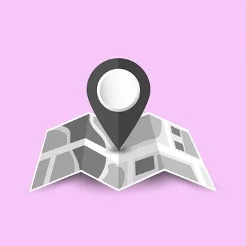Map pin pointer black and white. Stock Illustration