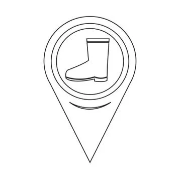 Map Pin Pointer Boot icon Stock Illustration