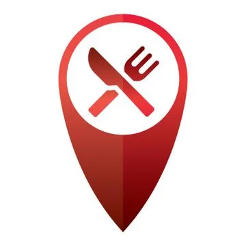 Map Pin Pointer With Cafe Or Restaurant Sign Icon Digital Red Stock Illustration