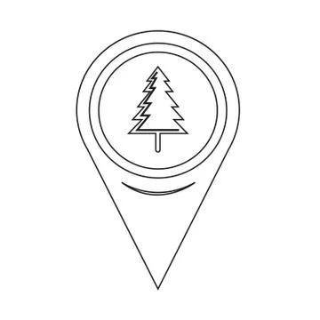 Map Pin Pointer christmas tree icon Stock Illustration