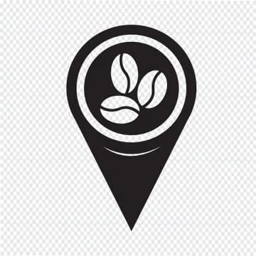 Map Pin Pointer coffee beans Icon Illustrazione stock