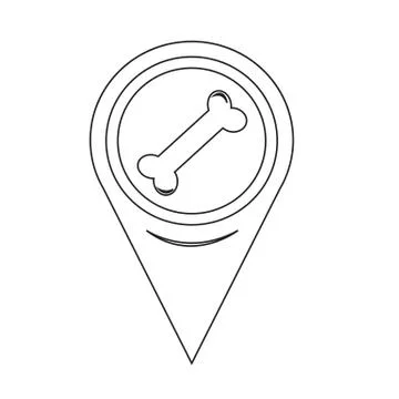 Map Pin Pointer Dog Bone icon Stock Illustration