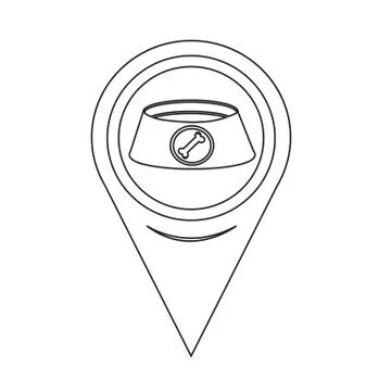 Map Pin Pointer Dog Bowl icon Stock Illustration