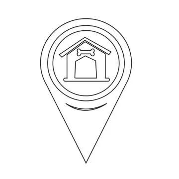 Map Pin Pointer Dog Home Icon Stock Illustration