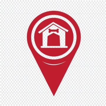 Map Pin Pointer Dog Home Icon Stock Illustration