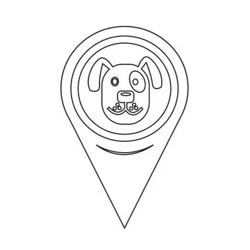 Map Pin Pointer Dog icon Stock Illustration